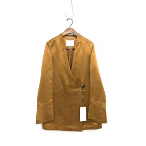 Mame Kurogouchi マメクロゴウチ Linen Silk Collarless Double Breasted Jacket リネンシルクジャケット ブラウン 1 MM22SS-JK016｜7yorku