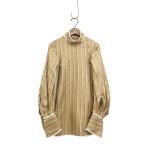 Mame Kurogouchi マメクロゴウチ Floral Stripe Silk Jacquard Shirt シルクブラウス ベージュ 1 MM21FW-SH014｜7yorku