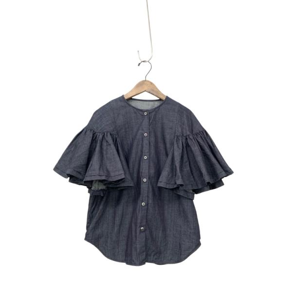 aLORS アロー Estelle jean エステルジーン デニム袖フリル ブラウス インディゴ ...