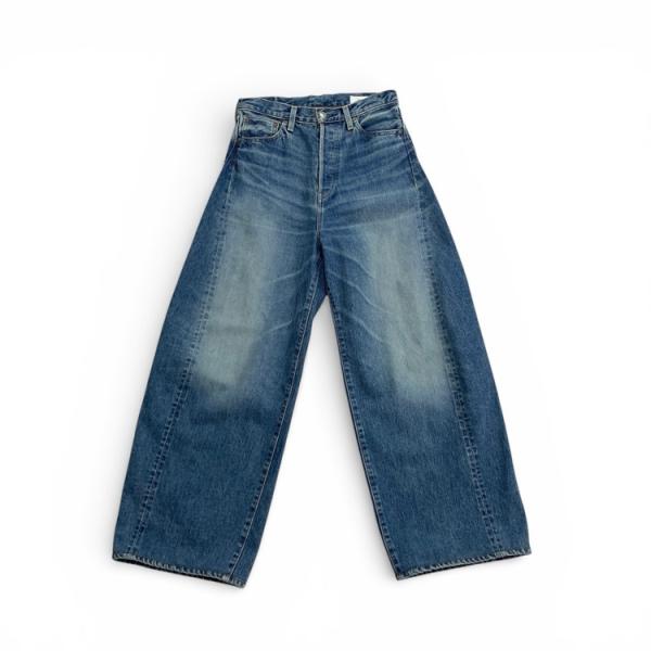2025SS HYKE ハイク DENIM BARREL LEG JEANS USED WASH加工...