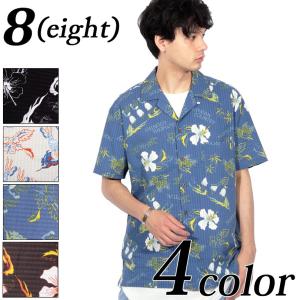 アロハシャツ メンズ 半袖 コットン 花柄シャツ 総柄 フラワー｜8-eight