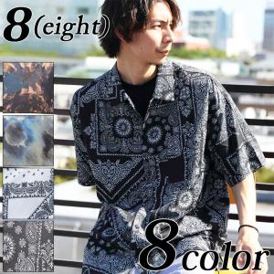 総柄半袖ＢＩＧシャツ  オーバーシャツ メンズ レギュラー ビッグシルエット｜8-eight