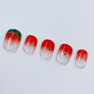 夏 ネイルチップ 赤色 西瓜 スイカ 緑色 サ...の詳細画像4