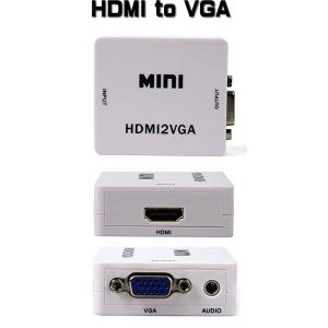 858shop HDMI to VGA 変換器 コンバーター ホワイト HDMI信号をVGA出力信号...