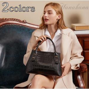 ハンドバッグ レディース 本革 ワニ紋 牛革 ショルダー付き 斜めがけ 軽量 シンプル カジュアル 旅行 肩掛け レディースバッグ 鞄