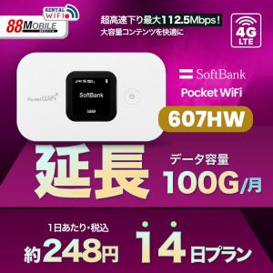 延長用 Softbank LTE【レンタル】 Pocket WiFi LTE 607HW 1日当レンタル料  248円【レンタル 14日プラン】 ソフトバンク WiFi レンタル WiFi 【emobile】｜88mobile