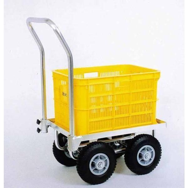 C1【山定#179キ071208-7】売れています!アルミコンテナカー1個積4輪 大型エアータイヤ ...