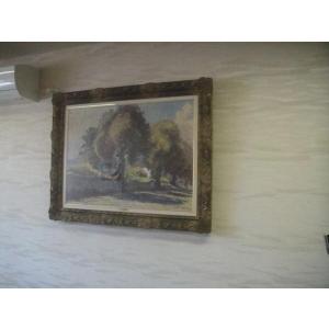 c2A【新長イイ田代山村1有】絵画　野崎利喜男作　巾95高さ70cm