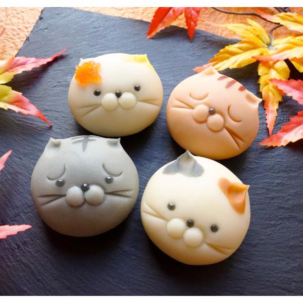 猫の練り切り4匹入 送料無料 誕生日 プレゼント 上生菓子 かわいい アニマル 本格 スイーツ 和菓...