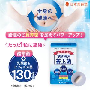 健康食品 活き活き善玉菌 30粒(30日分)  130億個の善玉菌配合 乳酸菌・ビフィズス菌・酪酸菌 + 乳酸菌生産物質・ビタミンC  メール便対応 送料別 サプリ