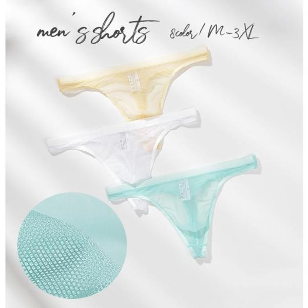 Tバック ショーツ メンズ パンツ タンガ ソング メッシュ 立体縫製 シンプル 無地 透け感 セク...