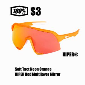 100% （ワンハンドレッド） S3 Soft Tact Neon Orange - HiPER Red Multilayer Mirror Lens 60005-00008 スポーツサングラス MLB プロ野球 NPB 選手着用の商品画像