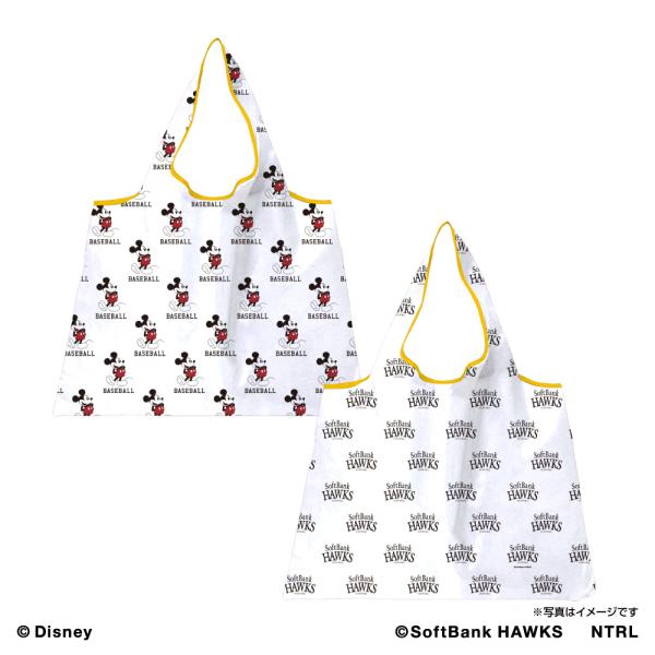 21ミッキーマウス(BASEBALL)/福岡ソフトバンクホークス　フルカラーエコバッグ　ポケッタブル...