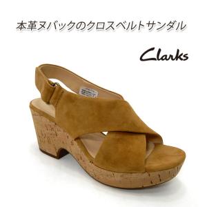 厚底サンダル レディース 本革 クロスベルト ウエッジソール CLARKS(クラークス) 411G OAKS 履きやすい ヌバック  :c-411g-l:くつ屋エムオーシー - 通販 - Yahoo!ショッピング