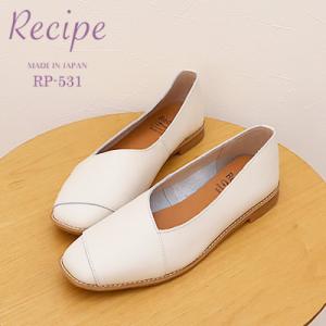 Recipe レシピ RP-531 斜めラインスクエアシューズ IV アイボリー スリッポン スリッ...