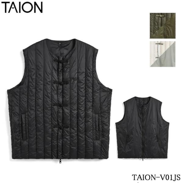 TAION タイオン REVERSIBLE CHINA BUTTON INNER DOWN VEST...