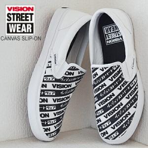 ★60％OFF★VISION STREET WEAR ヴィジョン ストリート ウェア CANVAS SLIP-ON JP キャンバス スリップ オン WHITE/BLACK ホワイト/ブラック｜928wing