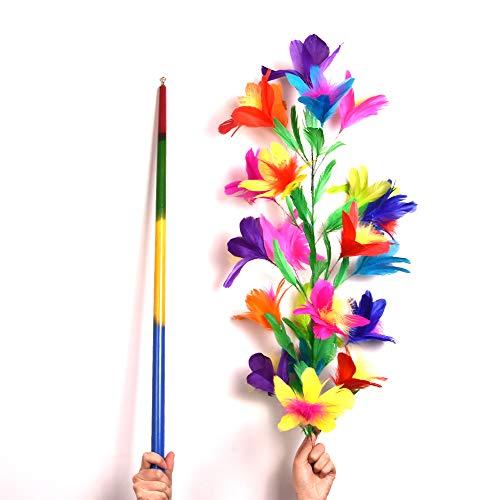【手品 マジック】四つ色のある虹色の棒が大きい花束に変わる ステッキが花になる 21輪 魔法の棒が花...