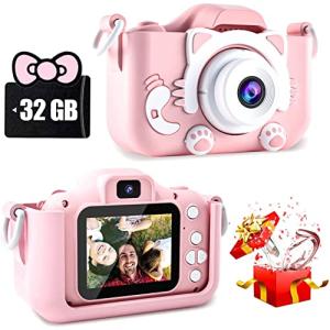 CIMELR 子供用カメラ キッズカメラ トイカメラ1080P HD 動画カメラ 32GBメモリーカード付き2.0インチIPS 画面8倍ズームUSB充電 デュアルレンズ 子供の商品画像