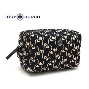 TORY BURCH トリーバーチ ロゴ トラベルポーチ コスメポーチ 化粧ポーチ JAPANESE BLACK 886 VIRGINAL LARGE COSMETIC CASE 85102 トリーバーチ ポーチ｜a-base