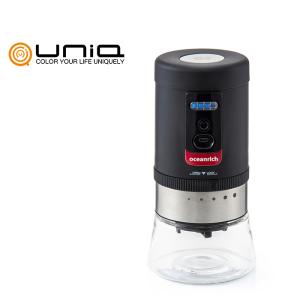 UNIQ x oceanrich ユニーク オーシャンリッチ 電動ミル 自動コーヒーグラインダーG1 ブラック UQ-ORG1BL 臼式 コードレス ミニキャニスター付き