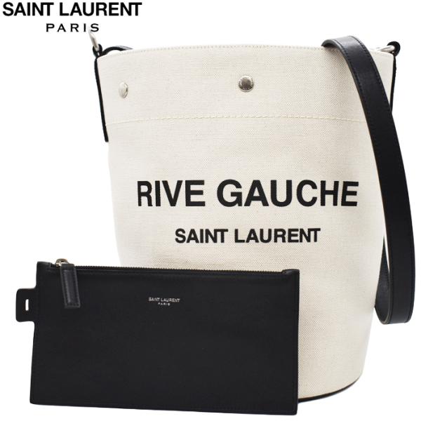 SAINT LAURENT サンローラン バケットバッグ ショッピングバッグ アイボリー×ブラック ...