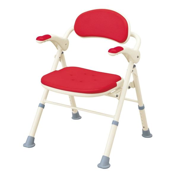 安寿　折りたたみシャワーベンチＴＳ　レッド　535-466　アロン化成