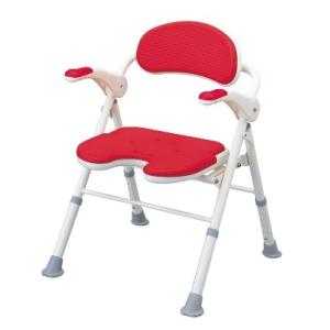 安寿　折りたたみシャワーベンチＴＵ　レッド　535-468　アロン化成