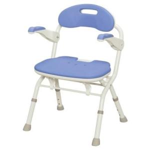 安寿　折りたたみシャワーベンチＦＳ　ブルー　536-051　アロン化成　楽おりシリーズ