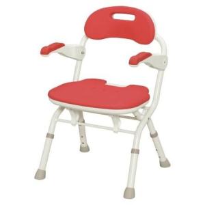 安寿　折りたたみシャワーベンチＦＳフィット　レッド　536-056　アロン化成　楽おりシリーズ