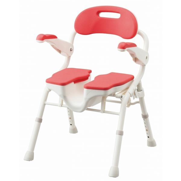 安寿　折りたたみシャワーベンチＨＰフィット　レッド　536-070　アロン化成