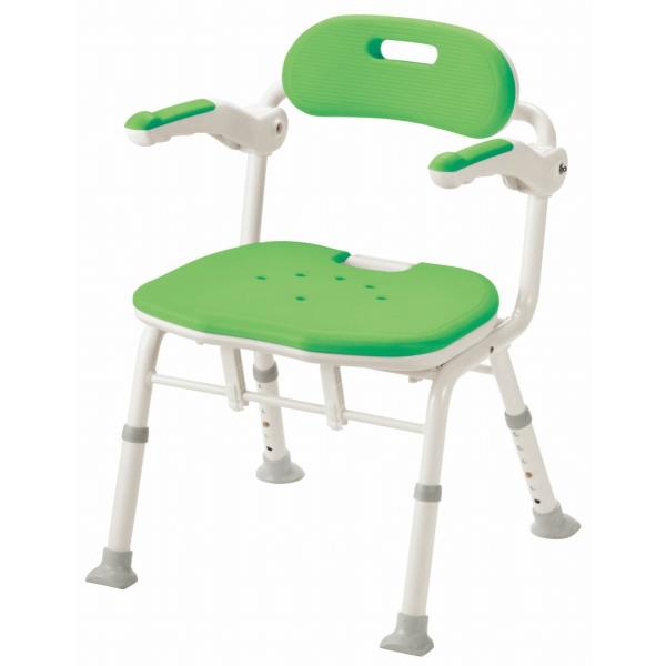 安寿　折りたたみシャワーベンチＩＳフィット　グリーン　536-108　アロン化成　楽おりシリーズ