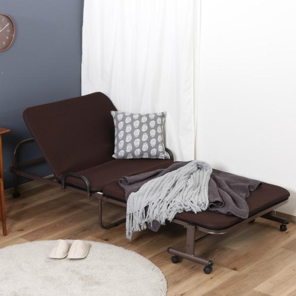 14738 ワンタッチベッド フリーロック42段 マット付き 折りたたみベッド 中国製 組立品 不二...