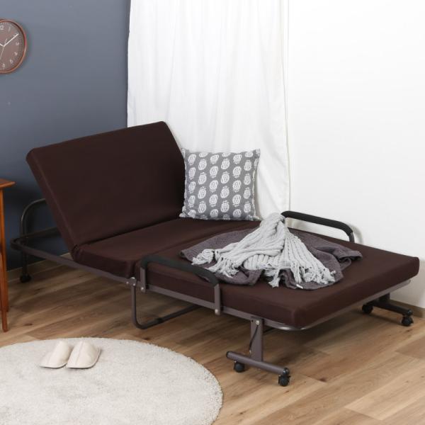 14742 低反発折りたたみベッド フリーロック42段 マット付き ベット 中国製 組立品 不二貿易...