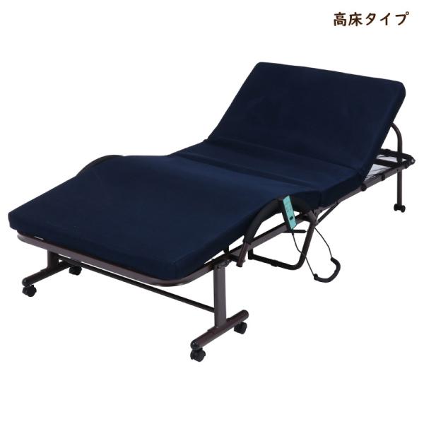 14745 折りたたみ電動ベッド リクライニングベッド 高床タイプ マット付き 中国製 組立品 不二...