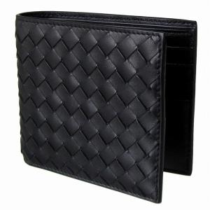 BOTTEGA VENETA 113993-V4651-1000 ボッテガヴェネタ 二折財布 イントレチャートレザー　ブラック｜a-domani