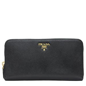 PRADA 1M0506 SAFFIANO METAL NERO プラダ ラウンドファスナー長財布 サフィアーノ/型押レザー ブラック×ゴールド