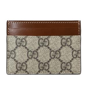 GUCCI 233166-KLQH0-8526 グッチ カードケース 名刺入 GGスプリームキャンバス×カーフスキンレザー ベージュ×ブラウン｜a-domani