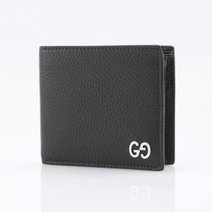 GUCCI 473922-A7M0N-1000　グッチ 二折財布 レザー　ブラック×シルバー｜a-domani