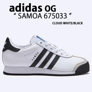 adidas originals アディダス スニーカー SAMOA 675033 サモア CLOUD WHITE BLACK シューズ レザー 本革 テラス系 T-トゥ ホワイト ヴィンテージ｜a-dot