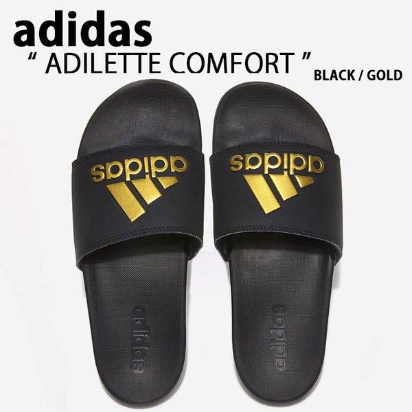 adidas アディダス サンダル スリッパ ADILETTE COMFORT BLACK GOLD...