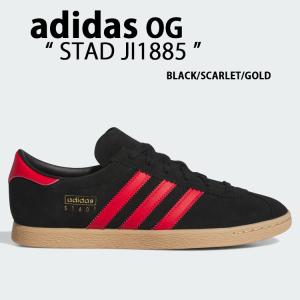 adidas Originals アディダス オリジナルス スニーカー STADT シュタット JI1885 BLACK SCARLET GOLD スリーストライプ スエード コアブラック スカーレット｜a-dot