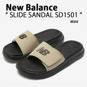 New Balance ニューバランス サンダル スライドサンダル SLIDE SANDAL SD1501BBE3 BEIGE BLACK シャワーサンダル ベルクロ サイズ調整 ベージュ ブラック｜a-dot