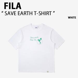 FILA フィラ Tシャツ SAVE EARTH T-SHIRT FE2RSD5105X セーブ アース T-シャツ ホワイト ロゴ 半袖 ショートスリーブ メンズ レディース｜a-dot