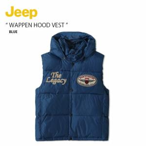 Jeep ジープ ベスト WAPPEN HOOD VEST ワッペン フード ベスト パディングベスト ハイネック ブルー メンズ レディース 男性用 女性用 GK4JPU602BL｜a-dot