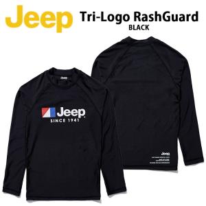 Jeep ジープ ラッシュガード Tri-Logo Rashguard UVカット ハイネック 立ち襟 水着 長袖 ロングスリーブ 冷感素材 マリンスポーツ GL2RGU103BK｜a-dot