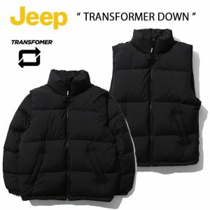 【即納商品あり/国内配送】Jeep ジープ ダウンジャケット ダウンベスト TRANSFOMER DOWN JUMPER ショートダウン ベスト 2in1 BLACK GL4JPU451BK｜a-dot