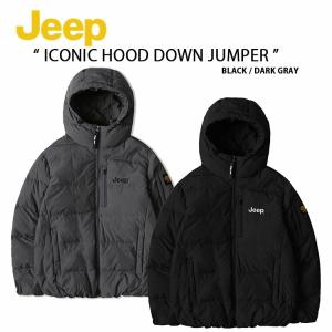 Jeep ジープ ダウンジャケット ICONIC HOOD DOWN JUMPER ダウン ジャケット フーディー BLACK DARKGRAY ショートダウン カジュアル ストリート JN4JPU481｜a-dot
