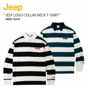 Jeep ジープ ポロシャツ JEEP LOGO COLLAR NECK T-SHIRT ロゴ カラー ネック ラガーシャツ ロングスリーブ 長袖 ストライプ メンズ レディース JN5TSU837｜a-dot