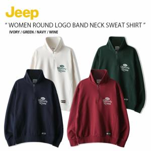 Jeep ジープ レディース スウェット WOMEN ROUND LOGO BAND NECK SWEAT SHIRT バンド ネック スウェットシャツ プルオーバー ハーフジップ 女性用 JO5TSF831｜a-dot